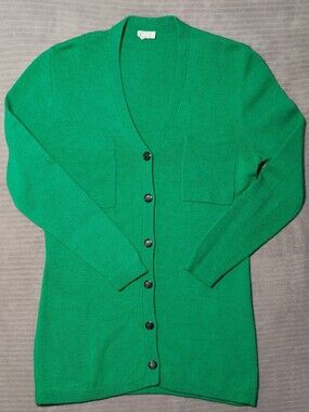 Classic Green V-Neck Button Cardigan Sweater